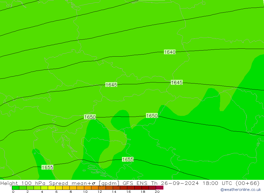 Height 100 hPa Spread GFS ENS Th 26.09.2024 18 UTC