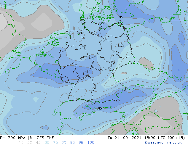 Humedad rel. 700hPa GFS ENS mar 24.09.2024 18 UTC