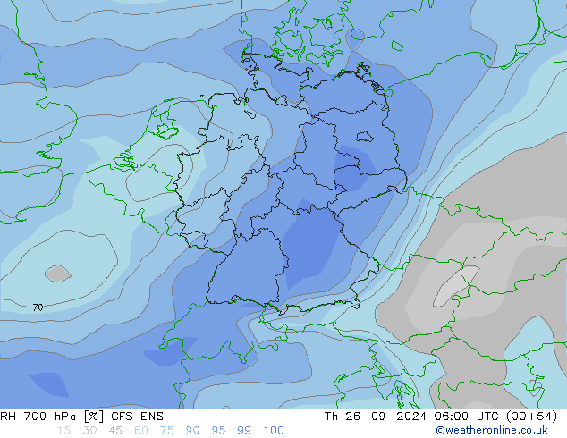 RH 700 hPa GFS ENS czw. 26.09.2024 06 UTC