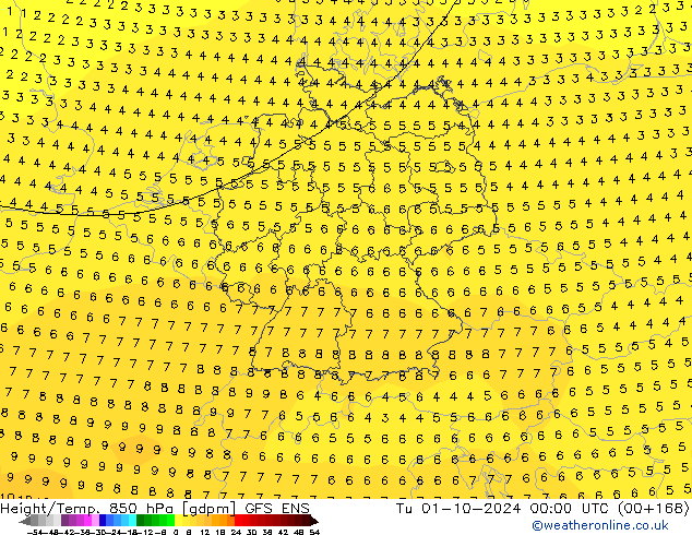 Height/Temp. 850 hPa GFS ENS Tu 01.10.2024 00 UTC