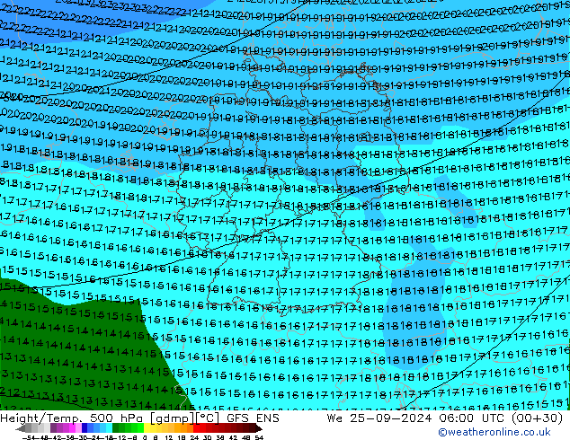 Height/Temp. 500 hPa GFS ENS Qua 25.09.2024 06 UTC