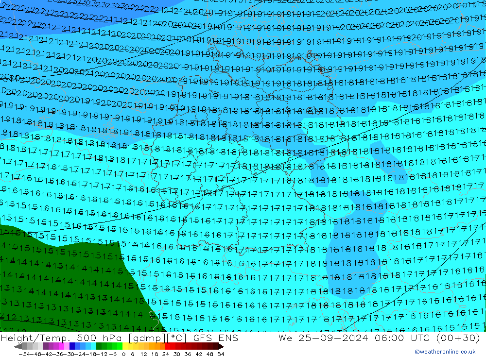 Height/Temp. 500 hPa GFS ENS Qua 25.09.2024 06 UTC