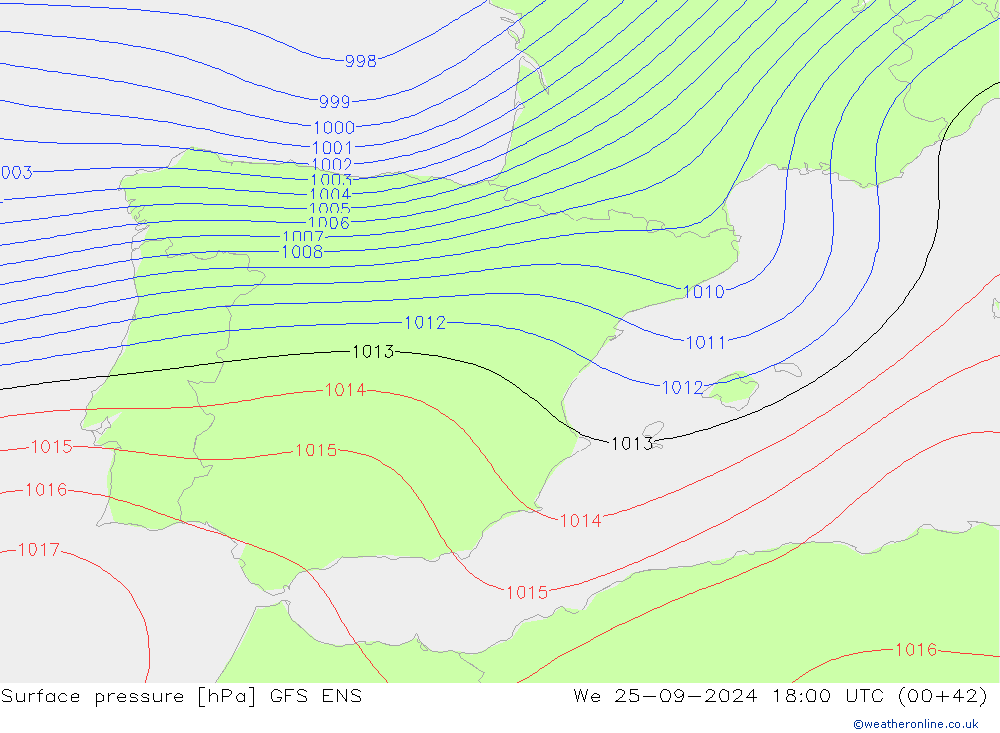 Presión superficial GFS ENS mié 25.09.2024 18 UTC