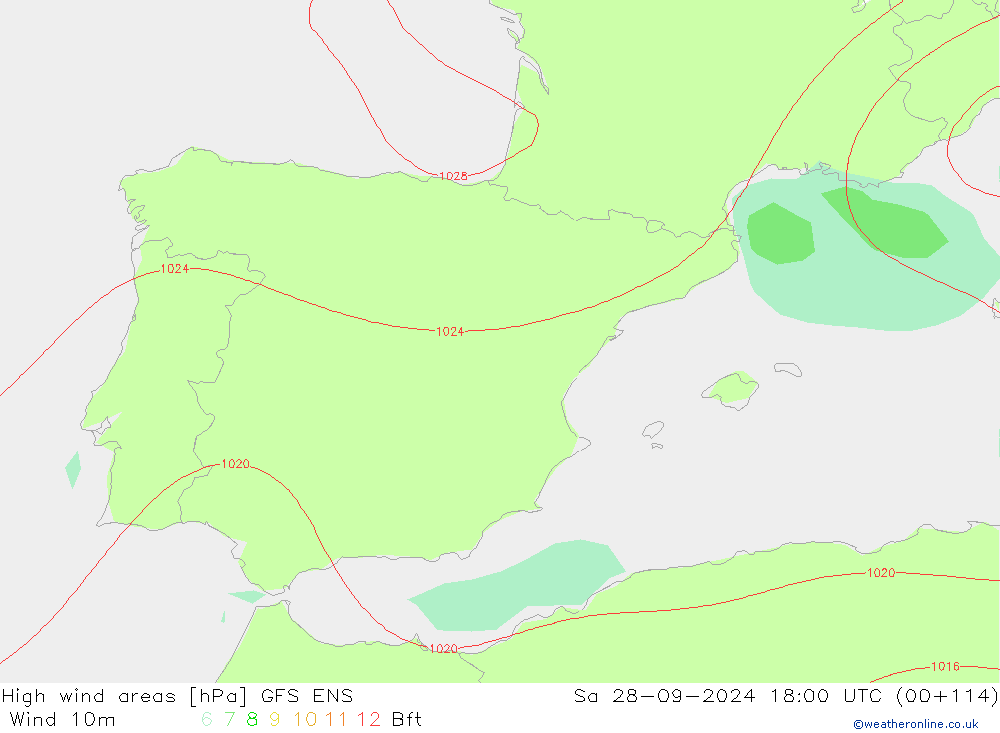 yüksek rüzgarlı alanlar GFS ENS Cts 28.09.2024 18 UTC