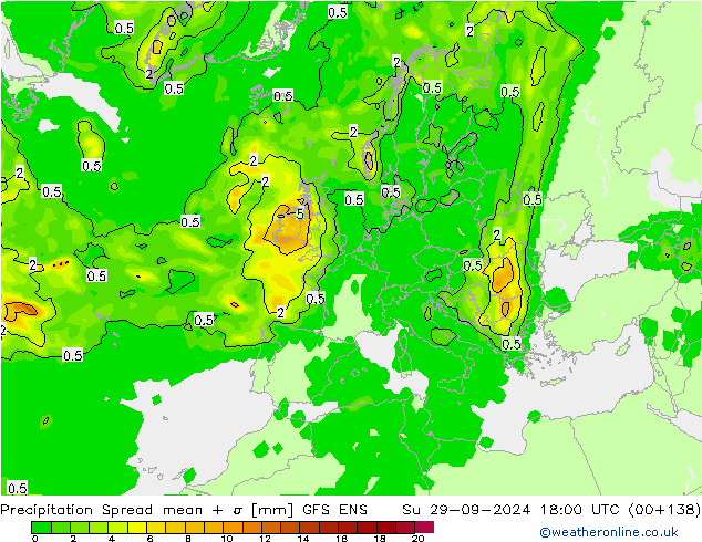 precipitação Spread GFS ENS Dom 29.09.2024 18 UTC