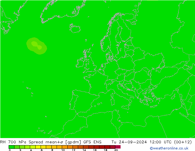 RH 700 hPa Spread GFS ENS Tu 24.09.2024 12 UTC