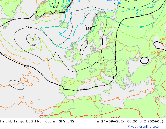 Hoogte/Temp. 850 hPa GFS ENS di 24.09.2024 06 UTC