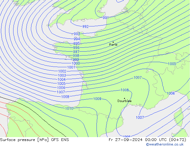 Surface pressure GFS ENS Fr 27.09.2024 00 UTC