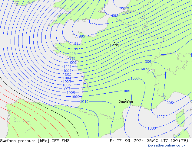 Bodendruck GFS ENS Fr 27.09.2024 06 UTC