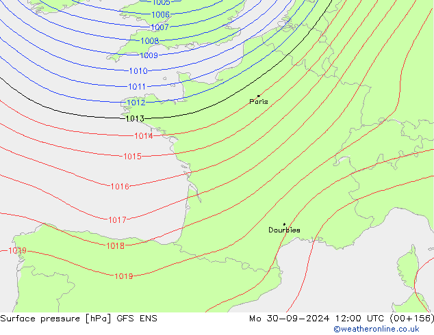 Surface pressure GFS ENS Mo 30.09.2024 12 UTC