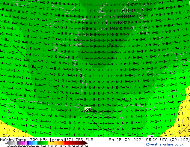 Height/Temp. 700 hPa GFS ENS Sáb 28.09.2024 06 UTC