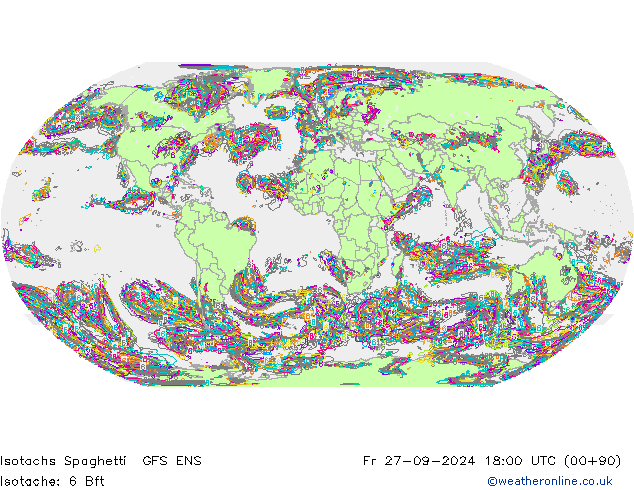 Isotachs Spaghetti GFS ENS Fr 27.09.2024 18 UTC