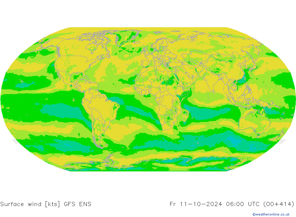 wiatr 10 m GFS ENS pt. 11.10.2024 06 UTC