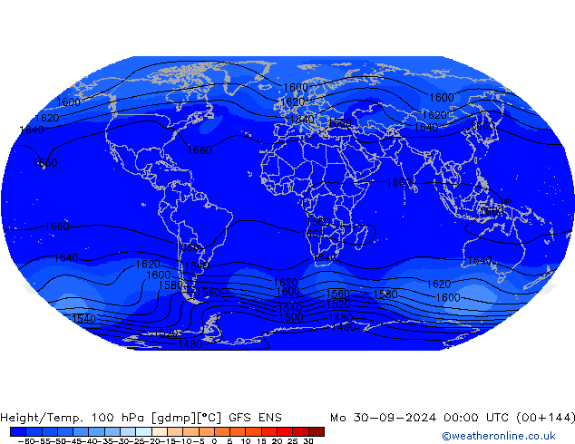 Height/Temp. 100 гПа GFS ENS пн 30.09.2024 00 UTC