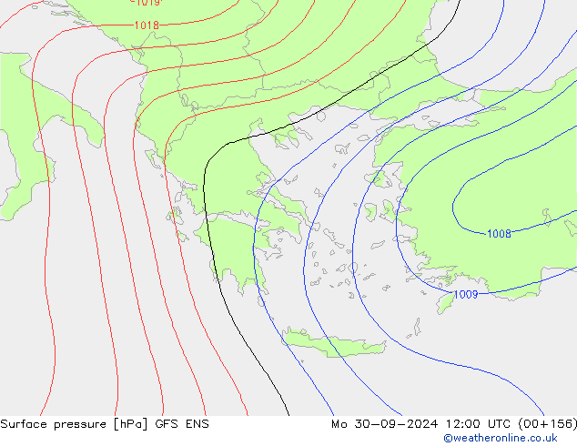 Surface pressure GFS ENS Mo 30.09.2024 12 UTC