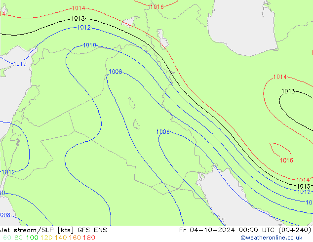 Prąd strumieniowy GFS ENS pt. 04.10.2024 00 UTC