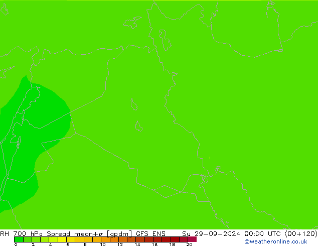 RH 700 hPa Spread GFS ENS Su 29.09.2024 00 UTC