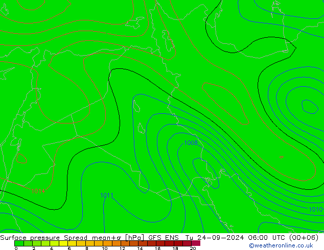 pression de l'air Spread GFS ENS mar 24.09.2024 06 UTC