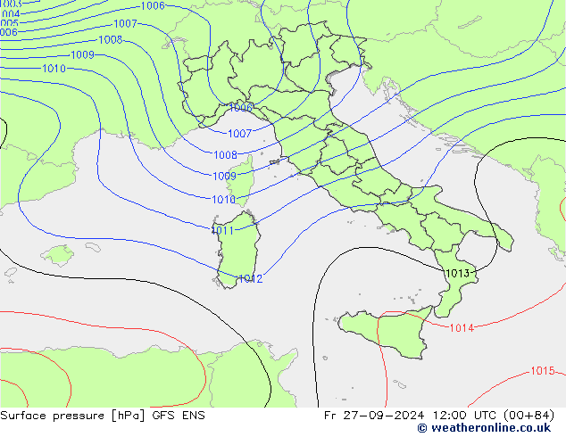 Pressione al suolo GFS ENS ven 27.09.2024 12 UTC