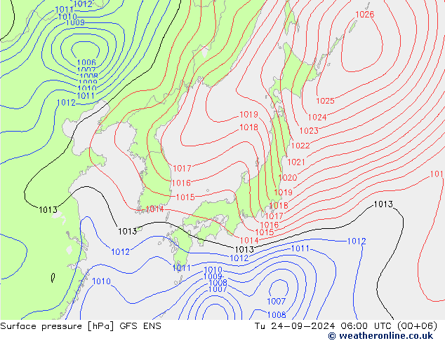 приземное давление GFS ENS вт 24.09.2024 06 UTC