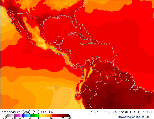 mapa temperatury (2m) GFS ENS śro. 25.09.2024 18 UTC