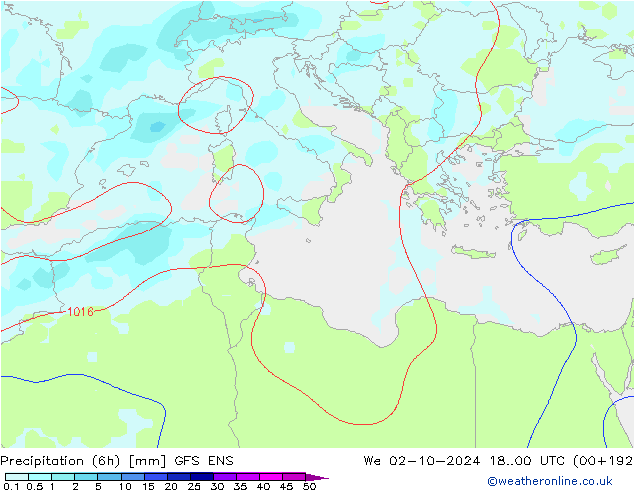 Precipitation (6h) GFS ENS We 02.10.2024 00 UTC