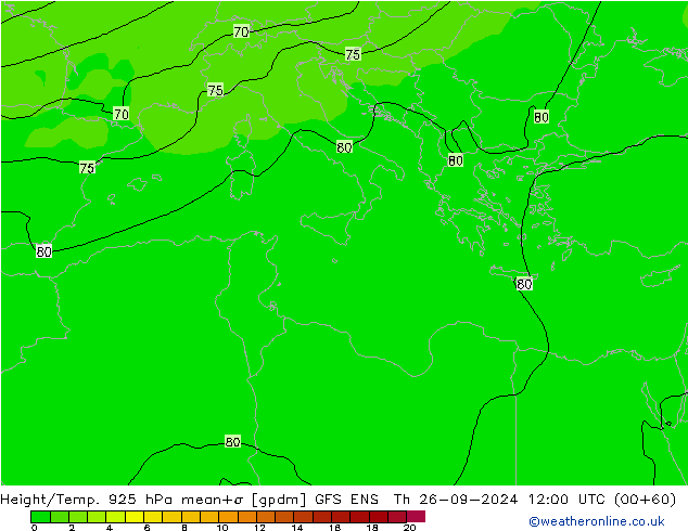 Height/Temp. 925 hPa GFS ENS Qui 26.09.2024 12 UTC