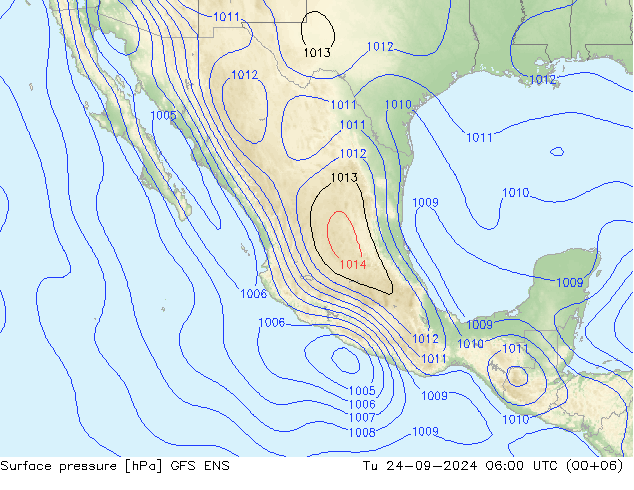 приземное давление GFS ENS вт 24.09.2024 06 UTC