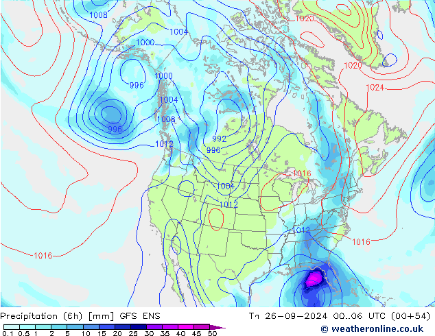 Yağış (6h) GFS ENS Per 26.09.2024 06 UTC