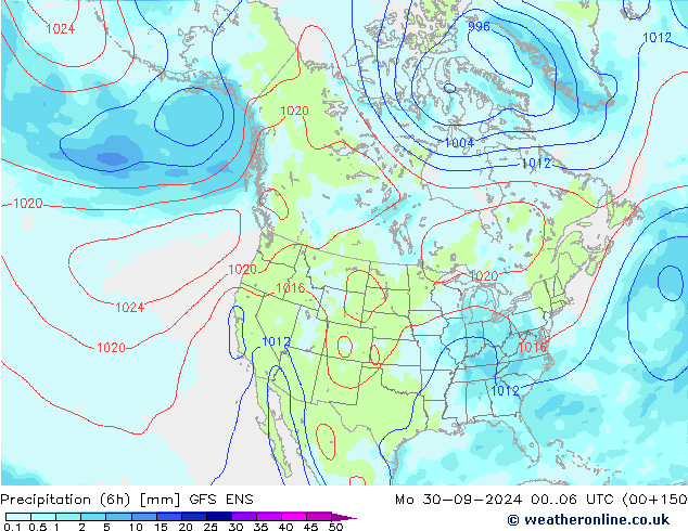 Précipitation (6h) GFS ENS lun 30.09.2024 06 UTC