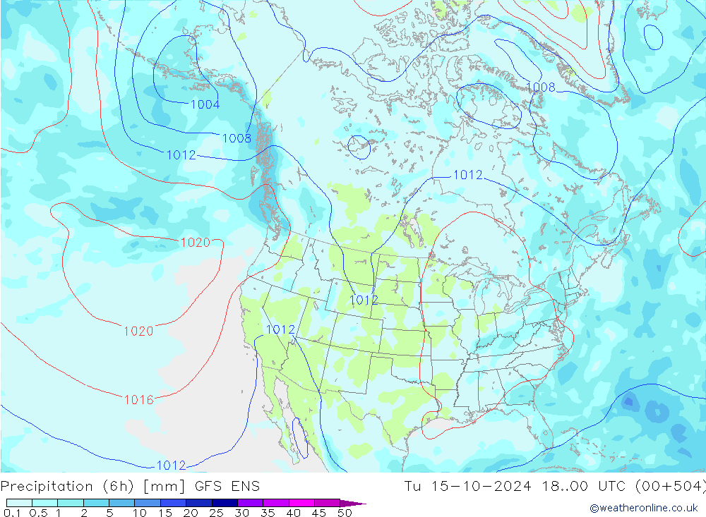 Precipitation (6h) GFS ENS Tu 15.10.2024 00 UTC