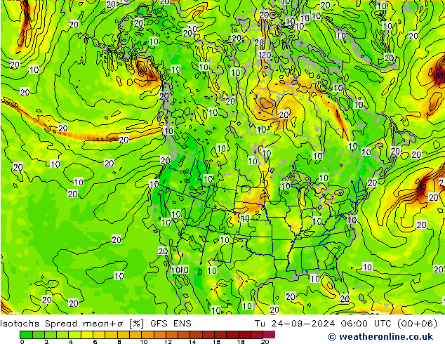 Isotachs Spread GFS ENS Tu 24.09.2024 06 UTC