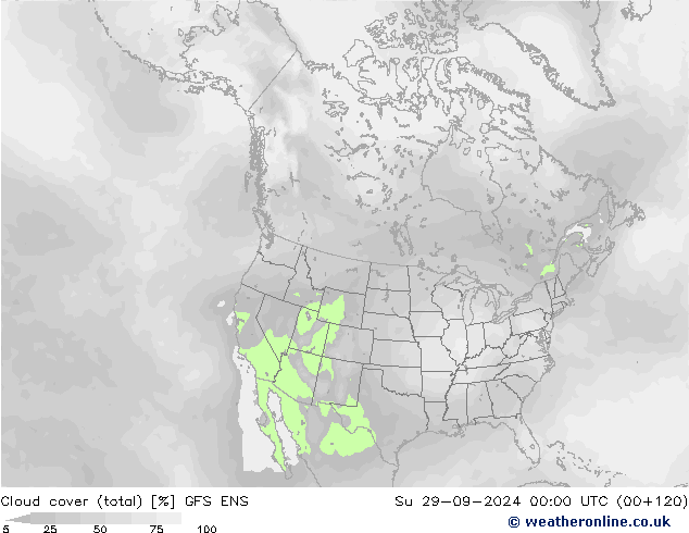 Cloud cover (total) GFS ENS Su 29.09.2024 00 UTC