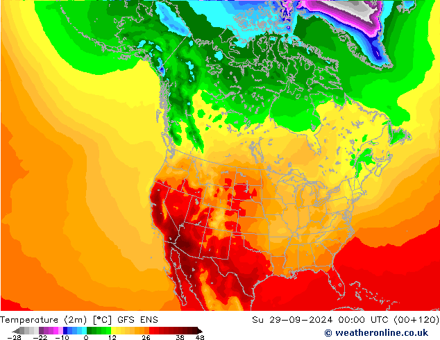 Temperature (2m) GFS ENS Su 29.09.2024 00 UTC