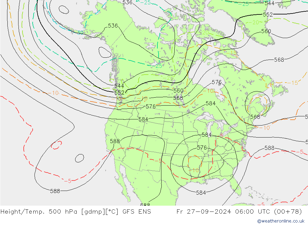 Yükseklik/Sıc. 500 hPa GFS ENS Cu 27.09.2024 06 UTC