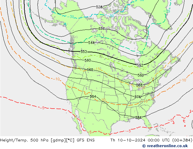 Height/Temp. 500 hPa GFS ENS Th 10.10.2024 00 UTC