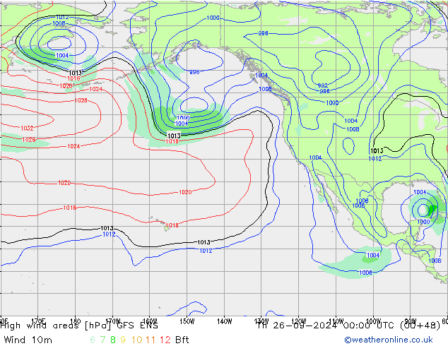 High wind areas GFS ENS gio 26.09.2024 00 UTC