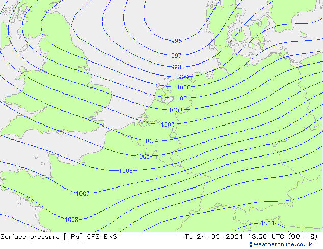 Surface pressure GFS ENS Tu 24.09.2024 18 UTC