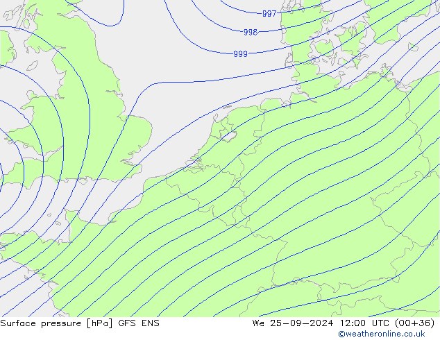 pression de l'air GFS ENS mer 25.09.2024 12 UTC