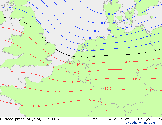 Pressione al suolo GFS ENS mer 02.10.2024 06 UTC