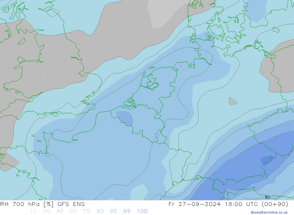 RH 700 hPa GFS ENS Fr 27.09.2024 18 UTC