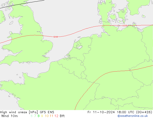 High wind areas GFS ENS Fr 11.10.2024 18 UTC