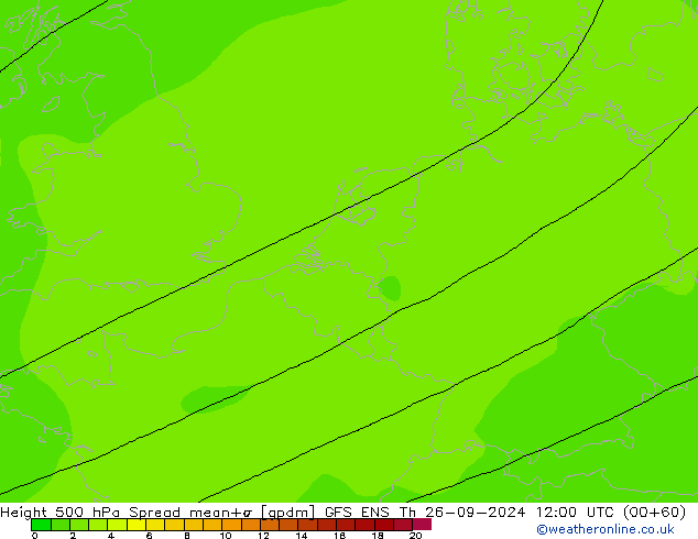 Géop. 500 hPa Spread GFS ENS jeu 26.09.2024 12 UTC