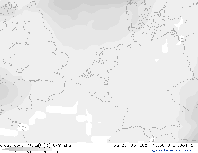 Cloud cover (total) GFS ENS St 25.09.2024 18 UTC