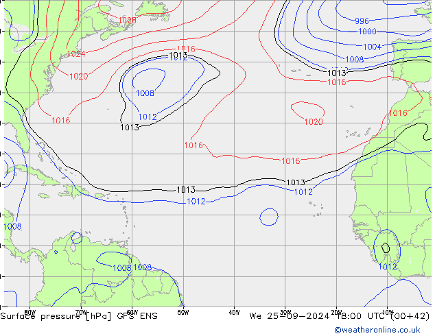 Surface pressure GFS ENS We 25.09.2024 18 UTC