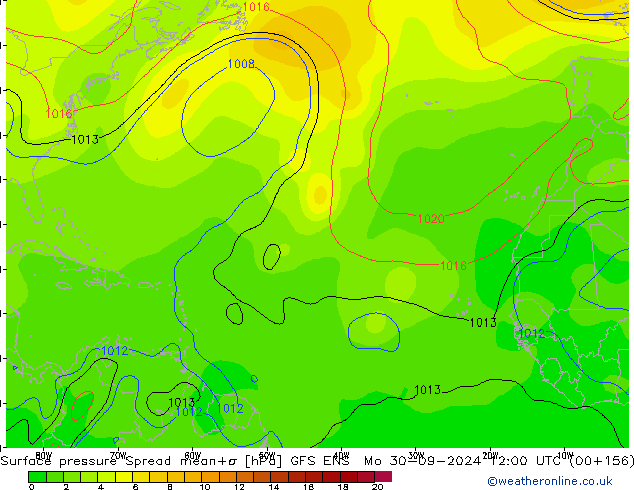 pression de l'air Spread GFS ENS lun 30.09.2024 12 UTC