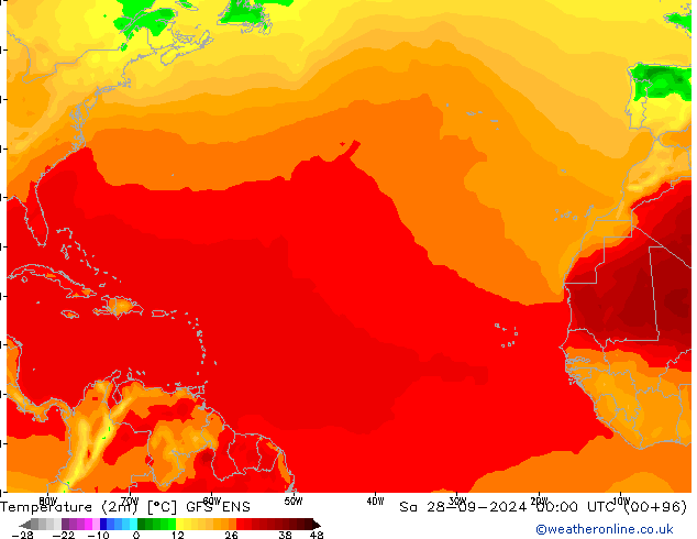 Temperatuurkaart (2m) GFS ENS za 28.09.2024 00 UTC