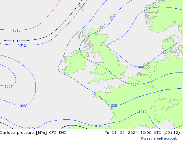 Surface pressure GFS ENS Tu 24.09.2024 12 UTC