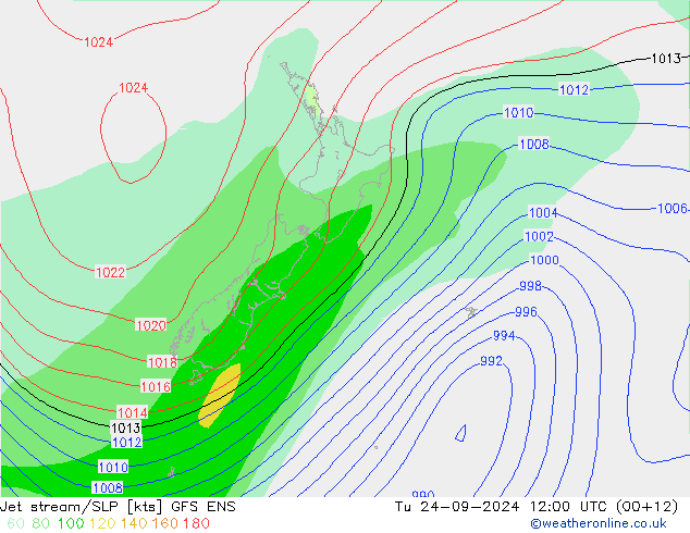 Corriente en chorro GFS ENS mar 24.09.2024 12 UTC