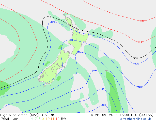 High wind areas GFS ENS jue 26.09.2024 18 UTC